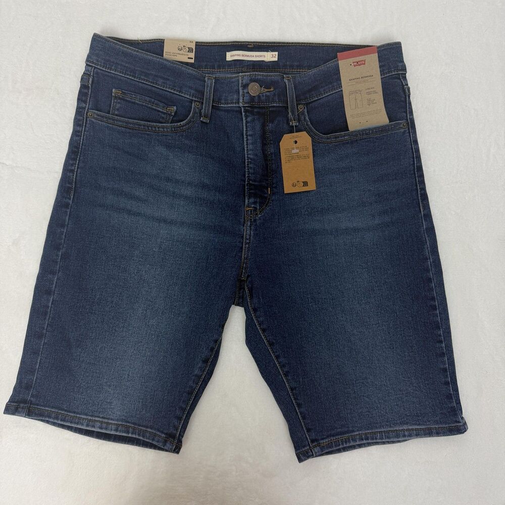 Levi's Denim Shorts Womens 32 Blue Shaping Bermuda Mid Rise Stretch Jeans